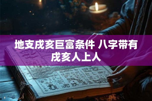 地支戌亥巨富条件 八字带有戌亥人上人