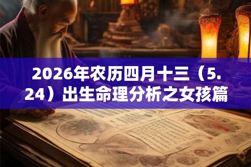 2026年农历四月十三（5.24）出生命理分析之女孩篇