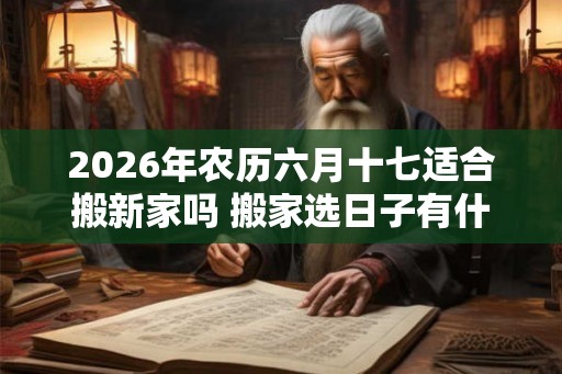 2026年农历六月十七适合搬新家吗 搬家选日子有什么忌讳