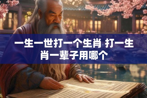 一生一世打一个生肖 打一生肖一辈子用哪个
