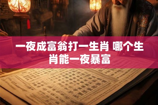 一夜成富翁打一生肖 哪个生肖能一夜暴富