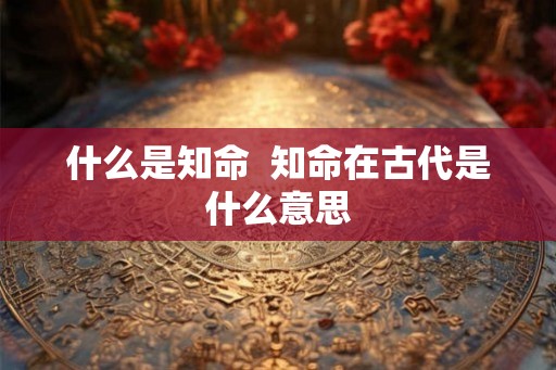 什么是知命  知命在古代是什么意思