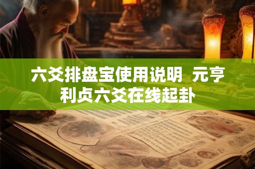 六爻排盘宝使用说明  元亨利贞六爻在线起卦