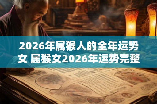 2026年属猴人的全年运势女 属猴女2026年运势完整版