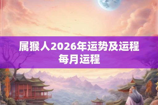 属猴人2026年运势及运程每月运程