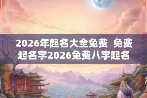 2026年起名大全免费  免费起名字2026免费八字起名