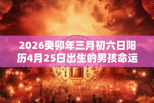 2026癸卯年三月初六日阳历4月25日出生的男孩命运 2026癸卯年三月初六日阳历4月25日出生的男孩命运
