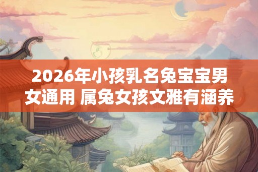 2026年小孩乳名兔宝宝男女通用 属兔女孩文雅有涵养名字