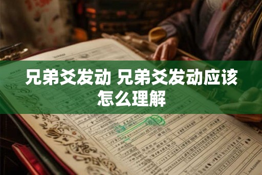 兄弟爻发动 兄弟爻发动应该怎么理解