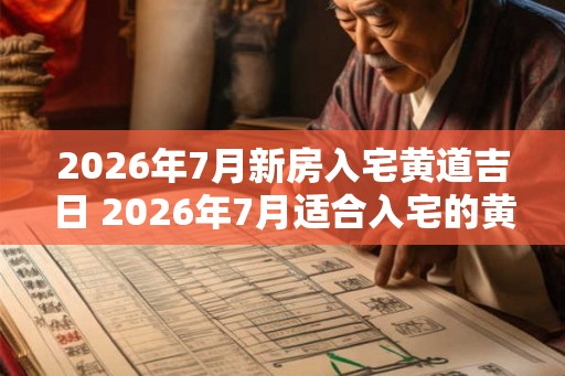 2026年7月新房入宅黄道吉日 2026年7月适合入宅的黄道吉日是哪天