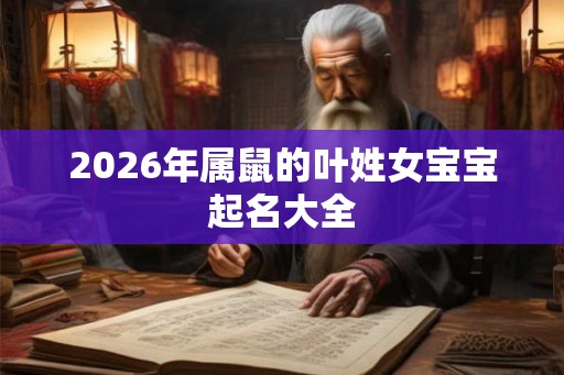 2026年属鼠的叶姓女宝宝起名大全