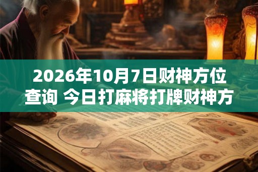 2026年10月7日财神方位查询 今日打麻将打牌财神方位