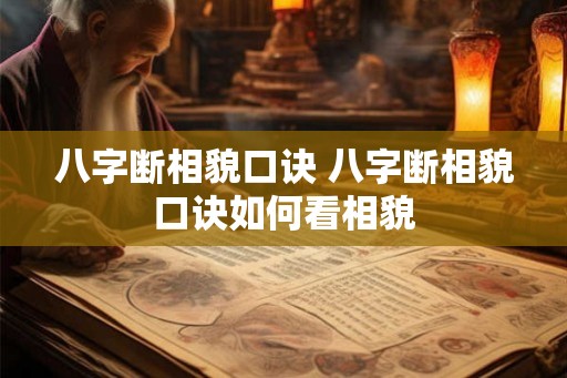 八字断相貌口诀 八字断相貌口诀如何看相貌