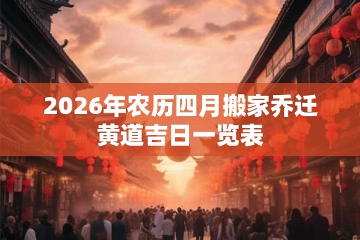 2026年农历四月搬家乔迁黄道吉日一览表 2026年农历四月搬家乔迁黄道吉日一览表