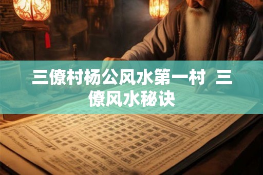 三僚村杨公风水第一村  三僚风水秘诀