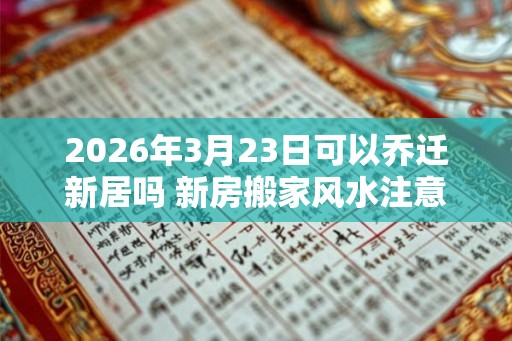 2026年3月23日可以乔迁新居吗 新房搬家风水注意事项
