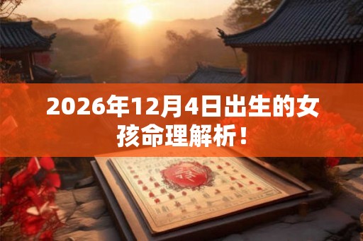 2026年12月4日出生的女孩命理解析！
