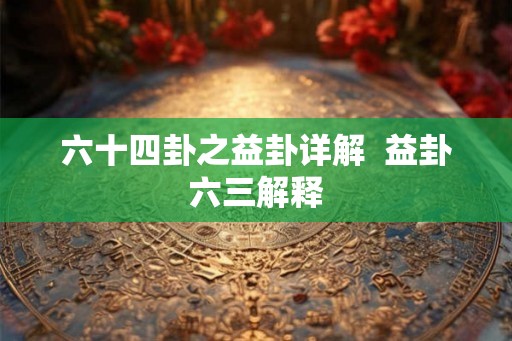 六十四卦之益卦详解  益卦六三解释