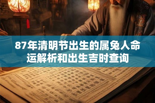 87年清明节出生的属兔人命运解析和出生吉时查询