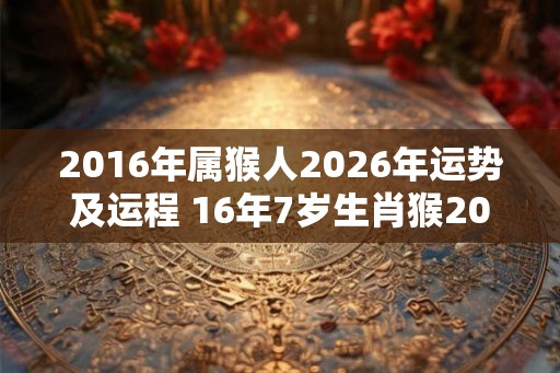 2016年属猴人2026年运势及运程 16年7岁生肖猴2026年每月运势