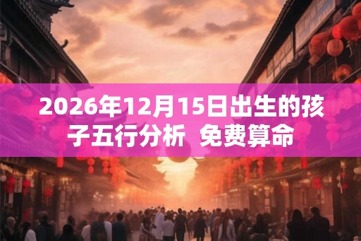 2026年12月15日出生的孩子五行分析  免费算命