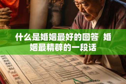 什么是婚姻最好的回答  婚姻最精辟的一段话