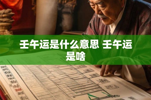 壬午运是什么意思 壬午运是啥