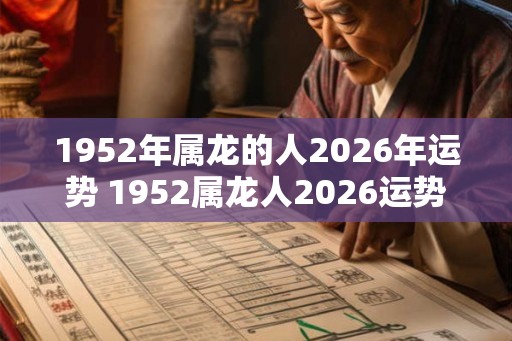 1952年属龙的人2026年运势 1952属龙人2026运势如何