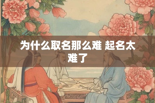 为什么取名那么难 起名太难了