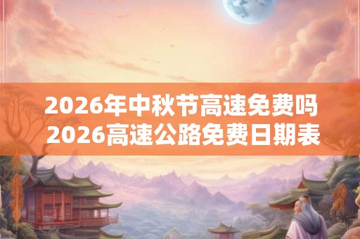 2026年中秋节高速免费吗 2026高速公路免费日期表