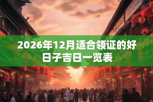 2026年12月适合领证的好日子吉日一览表 2026年12月适合领证的好日子吉日一览表