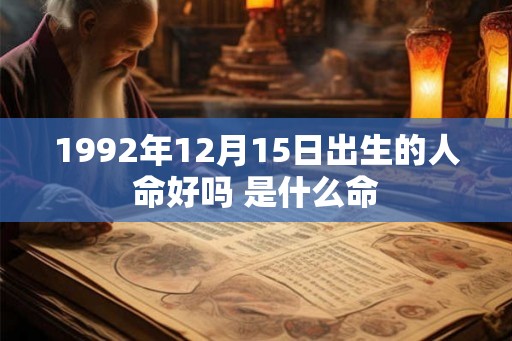 1992年12月15日出生的人命好吗 是什么命 1992年12月15日出生的人命好吗 是什么命