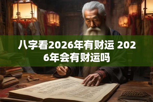八字看2026年有财运 2026年会有财运吗