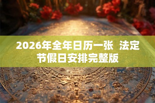 2026年全年日历一张  法定节假日安排完整版