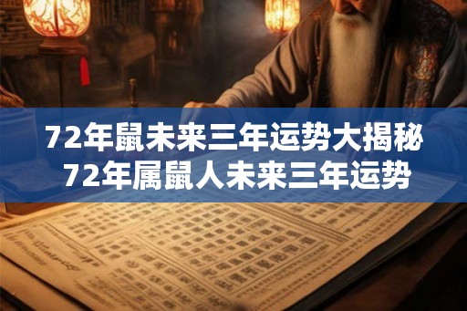 72年鼠未来三年运势大揭秘 72年属鼠人未来三年运势如何