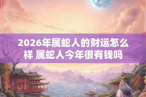 2026年属蛇人的财运怎么样 属蛇人今年很有钱吗