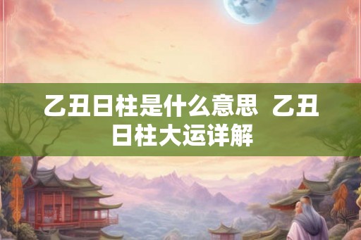 乙丑日柱是什么意思  乙丑日柱大运详解