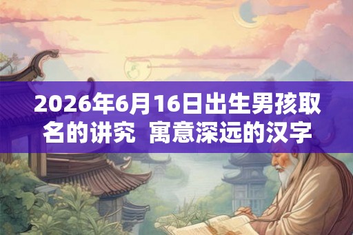 2026年6月16日出生男孩取名的讲究 寓意深远的汉字详解 2026年6月16日出生男孩取名的讲究 寓意深远的汉字详解