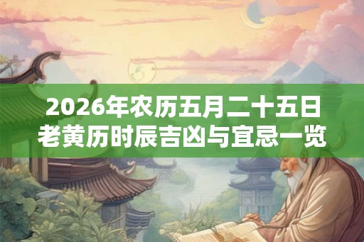 2026年农历五月二十五日老黄历时辰吉凶与宜忌一览表