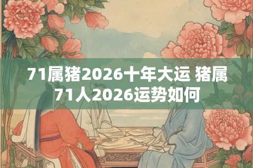 71属猪2026十年大运 猪属71人2026运势如何