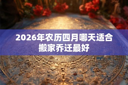 2026年农历四月哪天适合搬家乔迁最好