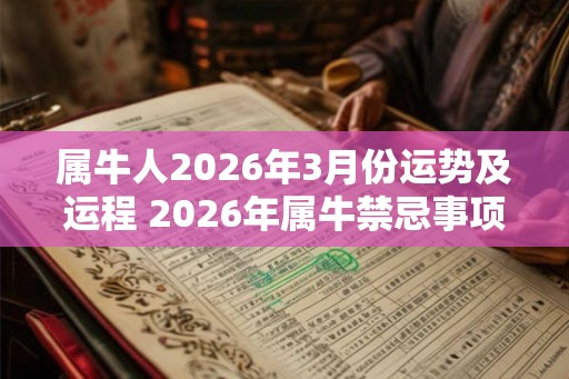 属牛人2026年3月份运势及运程 2026年属牛禁忌事项
