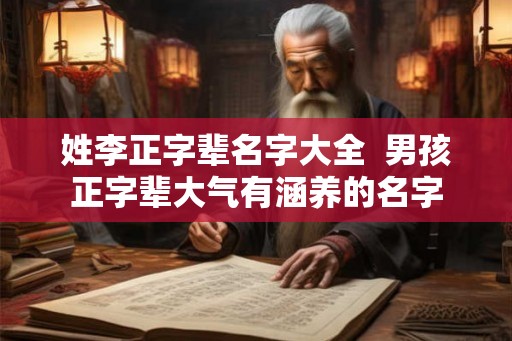 姓李正字辈名字大全  男孩正字辈大气有涵养的名字