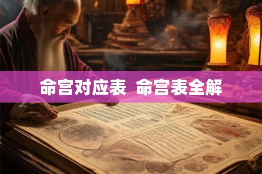 命宫对应表  命宫表全解