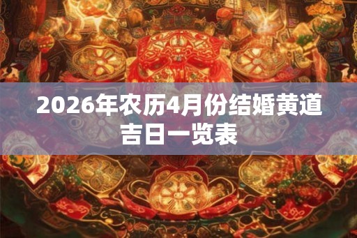 2026年农历4月份结婚黄道吉日一览表