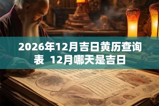 2026年12月吉日黄历查询表  12月哪天是吉日