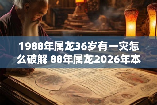 1988年属龙36岁有一灾怎么破解 88年属龙2026年本命年运势如何