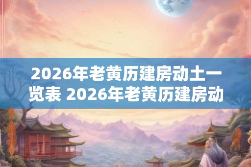 2026年老黄历建房动土一览表 2026年老黄历建房动土时间表