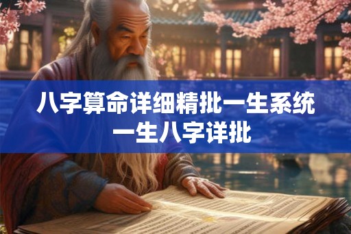 八字算命详细精批一生系统  一生八字详批