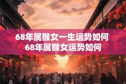 68年属猴女一生运势如何 68年属猴女运势如何